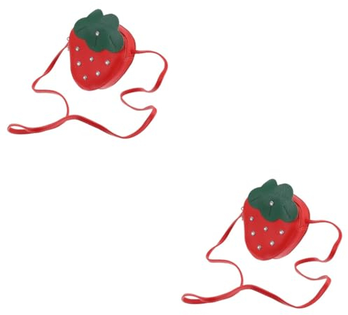 GALPADA 2stücke Erdbeer Umhängetasche Für Mädchen Modische Geldbörse Mit Reißverschluss Süße Frucht-design Handtasche Tragbare Schultertasche Für Verschiedene Anlässe Bequeme