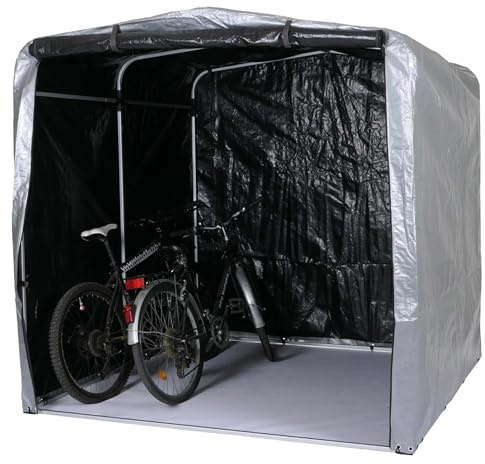 Mendler Fahrradgarage HWC-N61, Foliengarage Aufbewahrungsgarage Garagenzelt, Alu UV-Schutz wasserfest, 201x201x201cm - Silber