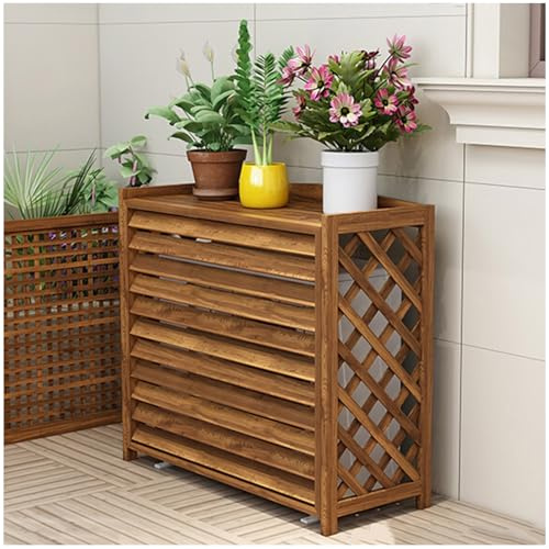 Cubre Aire Acondicionado Exterior, Valla Decorativa para Aire Acondicionado, 85x35x75cm, 100x43x94cm,110x50x85cm, Cubierta De Aire Acondicionado De Madera(120x100x57cm)