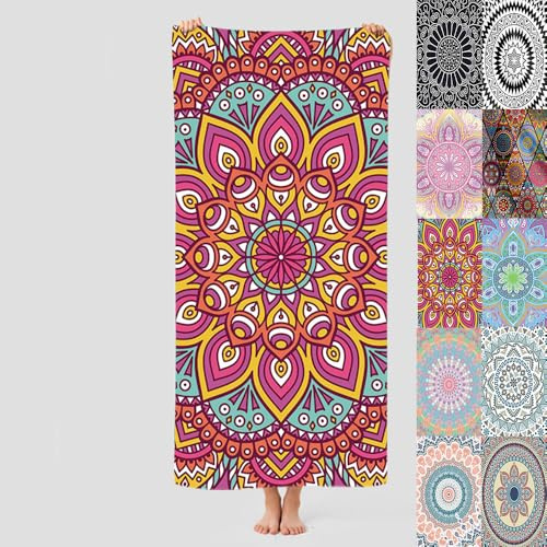 DOTBUY-SHOP Mandala-Druck Strandtuch XXL-M,Strand Mikrofaser Handtuch,Schnelltrocknendes Strandhandtuch Kinder Strandtücher Leichte Reisehandtuch Camping Handtuch (90x180cm,Rot)