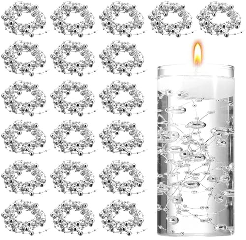 20 Pezzi Di Fili Di Perle Finte, Galleggianti Decorativi In ​​Argento, Perline Di Candele Galleggianti Da 1,3 M, Perline Di Decorazione Di Candele, Accessori Di Decorazione Di Perle Fai Da Te