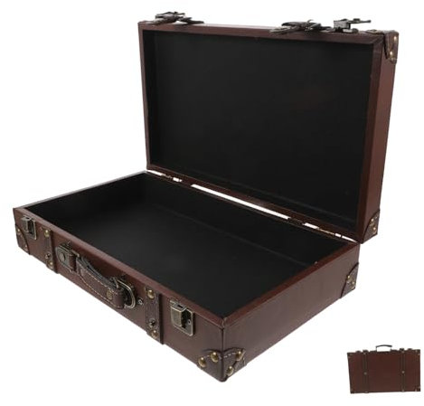 CAXUSD Vintage-koffer Aus Kunstleder Aufbewahrungsbox Mit Reisemotiven Dekoboxen Für Reiseparty-dekorationen Reisetruhe Mit Fächern Kofferboxen Für Nostalgie-dekor