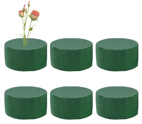 Shuangliao Spugna per Fiori, 6 Pezzi Blocco di Schiuma Floreale Rotondo, 8x4cm Blocco Floreale, Spugna per Fiori Finti Rotonda Umida E Secca per Matrimonio, Pasqua E Compleanno