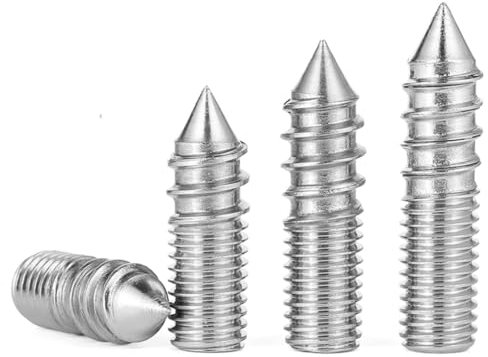 Cilky Metallschrauben 5 Stück Stockschrauben M4/M5/M6 Doppelseitige Stockschrauben mit Gewinde Doppelkopfschrauben Selbstschneidende Schrauben Edelstahl 304 Holzverbindung Möbelbeine(M4*40)