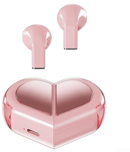 EXTRWORY Écouteurs sans fil TWS uniques en forme de cœur pour femme, parfaits pour les couples pour la Saint-Valentin (pour rose)