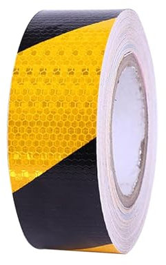 thirei 12m × 5cm Reflektierendes Klebeband, Warnklebeband Sicherheitsband-Conspicuous Gelb Schwarz, Warnaufkleber Reflektorband, für Warnmarkierung Sicherheit