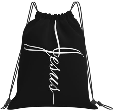 Turnbeutel Jesus Christliches Kreuz Sportrucksack Verstellbar Gymsack Bedruckt Stoff Beutel Für Freizeit Reisen Herren 36X42Cm