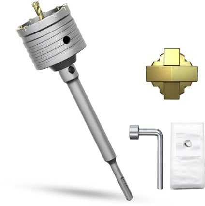 METOTY 75 mm Trépan à cône creux avec adaptateur SDS Plus de 220 mm, trépan pour douille, pour maçonnerie, brique, béton, ciment, pierre