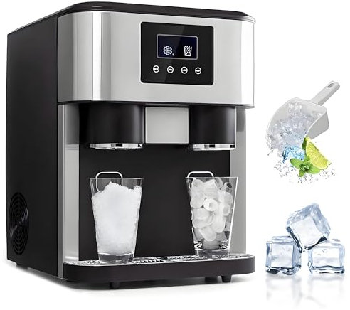 1,8 Litri Piccoli Produttori di Ghiaccio, Controproteggio da 3 in 1 per La Macchina per Produttore di Ghiaccio per Casa, Macchina per Frantoio per Ghiaccio 10-18 ° C Acqua Fredda, Macchina per