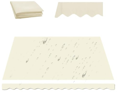 IMUNKT 250x150 300x250cm Ersatzstoffe Für Markisen, Außen Klemmmarkise Markisentuch (ohne Rahmen), Markisenbespannung Polyester Für Balkon, Fenster(Beige,6.5x5ft/200x150cm)
