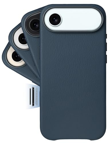 LONLI Classic | Premium-Lederhülle für iPhone 17 Air – Aus europäischem Vachetta-Leder (Gold-Standard) – Mit Kamera-Steuerung & MagSafe-Kompatibilität – Azzurro-Blau