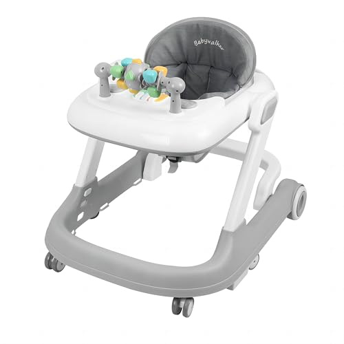 XUANYU Lauflernhilfe und Aktivitätscenter, 2-in-1, Lauflernhilfe für Babys, mitwachsend, mit Spielcenter und höhenverstellbar, Lauflernhilfe für Babys, ab 6 Monaten (Grau II)