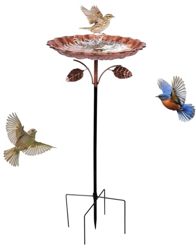 Zorplex Abbeveratoio per Uccelli da Esterno in Metallo, Grande retrò Uccelli da Giardino con Base a 5 Punte, Mangiatoia Decorativa per Uccellini Selvatici, Balcone, Patio e Aiuole