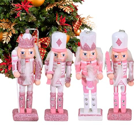 Generico Schiaccianoci Decorativo,4 Pezzi Schiaccianoci Rosa da Tavolo per Natale | Decorazioni Festive in Legno per Ringraziamento Halloween Party | Camera da Letto Festa Ringraziamento