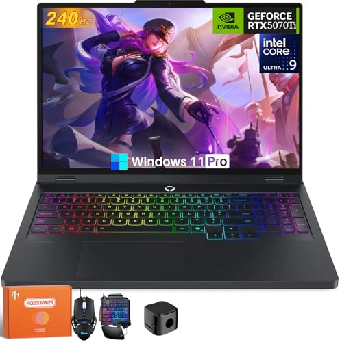 Lenovo Legion Pro 5i Gaming Laptop GeForce RTX 5070Ti 12GB GDRR7, 16 inch 2.5K 240Hz 100% DCI-P3, 500 Nits OLED, Intel Ultra 9 275HX Processor, 32GB DDR5, 1TB SSD, Wi-Fi 7, Windows 11 Pro, Accessories