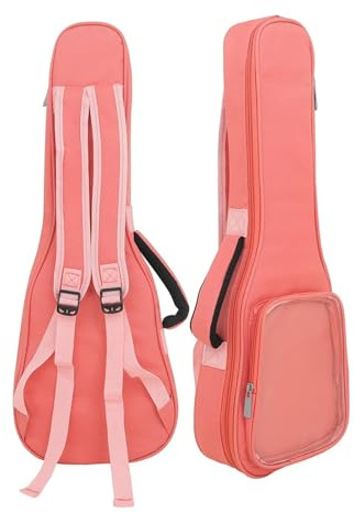 MFESFCS Gitarrentasche 23 Zoll Ukulele Gig Bag Case Schwarz Tragbare Baumwolle Weiche Ukelele Konzert Wasserdicht Schulter Gürtel Rucksack(Pink)