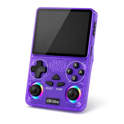 J36 Ultra Retro Handheld Game Console, 3.5 IPS Portable Gaming Console with WiFi & Bluetooth (Purple)