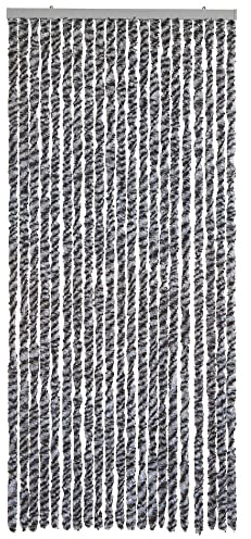 WOHNWOHL® Flauschvorhang (90x200 cm) • Wohnwagen Türvorhang • Fliegenschutz Balkontür • Insektenschutz Vorhang • Fadenvorhang Tür • Sichtschutz Wohnmobil • Farbe: Silber/Weiss/Grau