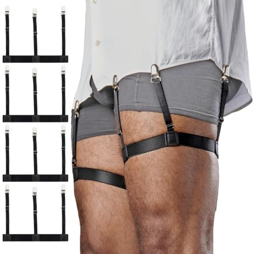 STAY GENT Hemdhalter Herren, Elastisch Hemd-Halter Versteckt, Herren Shirt Stays Holder mit Nicht Rutschfest Verriegelung Klammern, Strumpfband für Hochzeit/Polizei/Militär/Business
