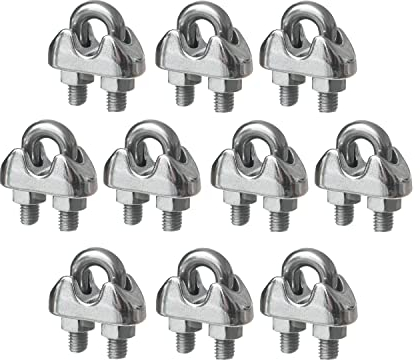 New Marine, 10 morsetti per fune metallica da 8 mm, in acciaio inox, resistenti all'acqua e alla ruggine (8 mm)