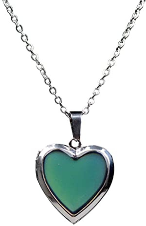 Sharplace Stimmungskette Temperatur Stimmung Farbwechsel Halskette, Herz Photo Frame Thermochromic Stimmungsschalungs Halskette, Necklace Pendant, Ovale Steinkette für Mädchen Frauen Mama Oma