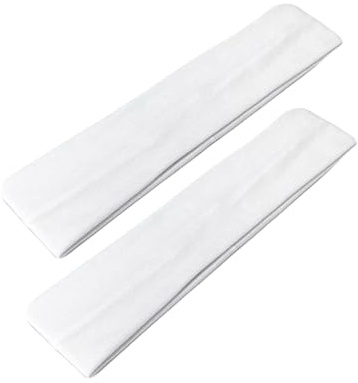 WESTEND CHOICE 5 cm breite Stirnbänder, einfarbig, dehnbar, Kylie-Stirnband, Bandeau-Stirnbänder für Damen und Herren, weiches Haarband, Fitnessstudio, Übung, Yoga, Stirnband, Weiß, 2 Stück