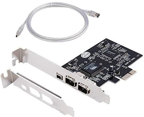 QNINE Firewire Carte PCIe Firewire Adaptateur pour Windows 10 3 Ports IEEE 1394 PCI Express Carte Contrôleur pour Desktop PC Windows 7 (non compatible avec HP et Dell)