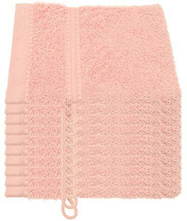 Julie Julsen® Juego de 10 manoplas de baño orgánicas en 32 colores, suaves y absorbentes, color rosa, 15 x 21 cm