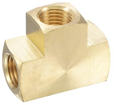 sourcing map T-stycke mässing 3-vägs slangskruvanslutning slanganslutning adapter 1/4 NPT innergänga