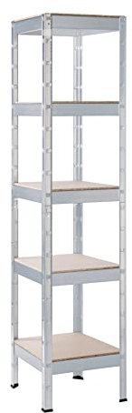 SCHULTE Regalwelt Schwerlastregal mit 5 Holzböden, 180x40x40 cm (HxBxT), Traglast pro Ebene ca. 90 Kg, verzinkt, Lagerregal, Kellerregal, Werkstattregal, Steckregal