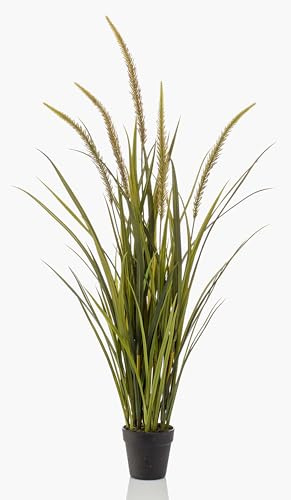 artplants.de Deko Fuchsschwanz Gras ANOUR mit Rispen, grün-braun, 115cm - Künstliches Grasbündel