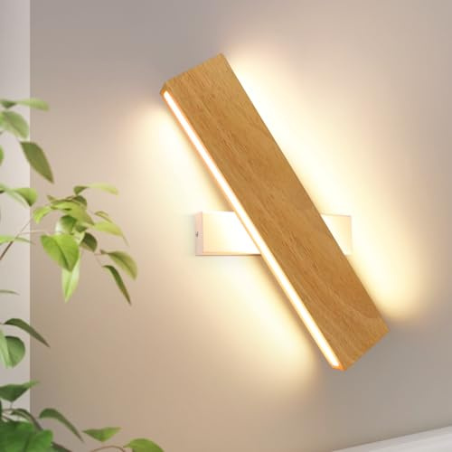 ZMH LED Wandleuchte innen Wandlampe - 32CM Holz Modern Flurlampe Up und Down Design Treppenhauslampe Indirekt 11W 3000K Warmweiß Wandbeleuchtung für Wohnzimmer Schlafzimmer Flur Treppenhaus Bett Küche