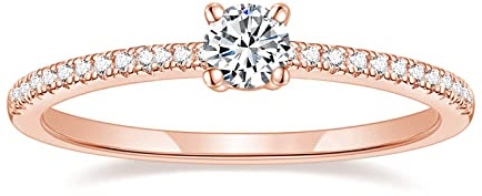 Titaniumcentral Vorsteckring Damen Eternity Ringe Schmal Rund Zirkonia Verlobungsringe Eheringe Versprechen Ring (Rosegold,57 (18.1)