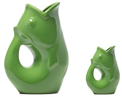 Gurgle pot fiskkannor – set med 2 – stor mossgrön (1,27 uns) med matchande babygryta (85 g). Bra kombination.