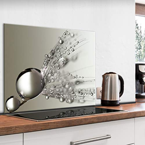 murando Spritzschutz Glas für Küche 80x60 cm Küchenrückwand Küchenspritzschutz Fliesenschutz Glasbild Dekoglas Küchenspiegel Glasrückwand Blumen Pusteblume - b-B-0480-aq-e
