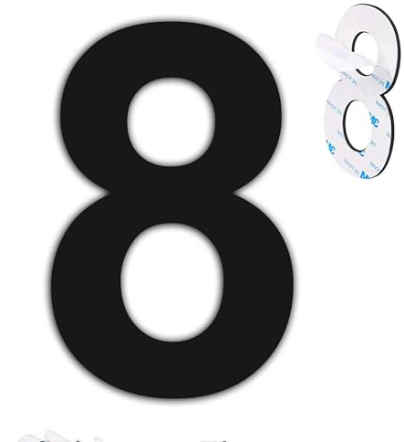 nanlyiau Numeri civici Nero matt numero civico acciaio inox adesivo 6in8 | Altezza 16,3cm Per porta Cassetta postale Esterno Resistente alla corrosione Acciaio inox 304