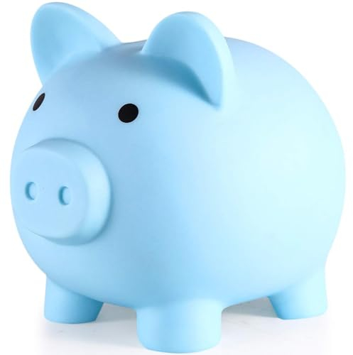 H&W Mini Blaues Sparschwein,Unzerbrechliches Sparschwein für Kinder,Niedliche Münzbank,Plastikspardose,Beste Geburtstagsgeschenke Heimdekoration
