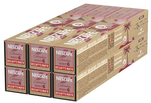 NESCAFÉ Farmers Origins Colombia Espresso Entkoffeiniert 6 x 10 Kaffeekapseln - Kaffeekapseln für Nespresso Maschinen