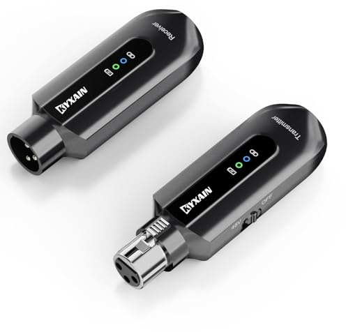 KYXAIN XLR Mikrofon Sender Empfänger, 2.4G Kabelloses Funkmikrofon-Adapter Drahtloses Mikrofonsystem für Dynamisches Mikrofon Kondensatormikrofon
