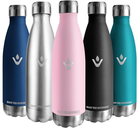 Vikaster Gourde, 500ml Gourde isotherme, Sans-BPA Gourde inox, Etanche bouteille Approprié & Adulte, Sport, Gym, école, Extérieur