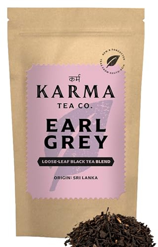 KARMA TEA CO.| Earl Grey, Loose Leaf Black Tea with Pure Oil of Bergamot, 40g (32 cups) | Zesty & Refreshing | Rich in Antioxidants & Polyphenols