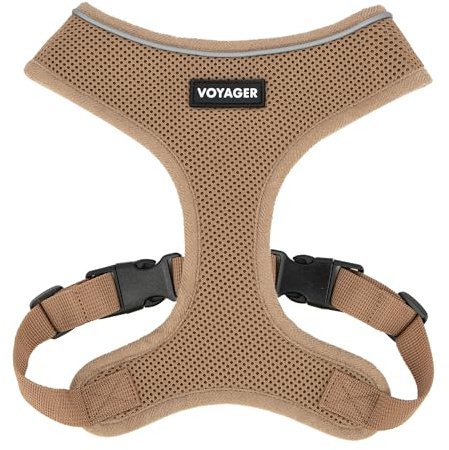 Aerolite No Pull Mesh Dog Harness with Lightweight, Soft, Breathable Chest Coverage, Reflective Stitching, and Adjustable Straps for Walking, Running, Training, Heavy Duty and Durable - Beige, L