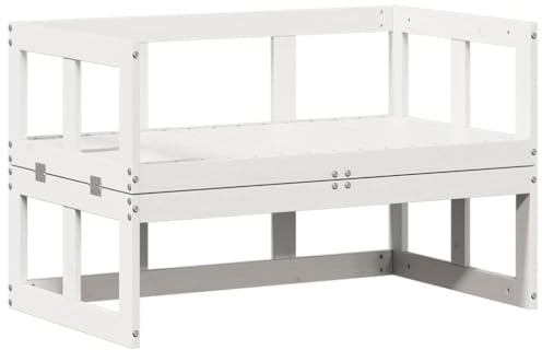 vidaXL 2-in-1 Gartensofa Verlängerbar Weiß Massivholz Kiefer