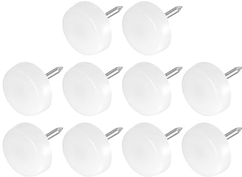 METALLIXITY Piedini per Mobili con Chiodo (14mm/0,55) 80pz, Tappi Scorrevoli Rotondi in Plastica per Sedie Mobili - per Sedie Divani Cursori per Mobili Cuscinetti Protettivi, Bianco