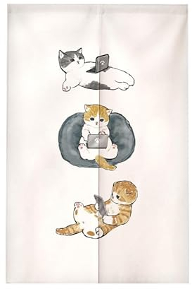 tür Vorhang 2x42.5x150cm Niedliche Katze Room Divider,Japanese Style Door Curtain Restaurant Entrance Hanging,Half Curtain Decorative Curtains,Küche Shop Tür Halber Vorhang
