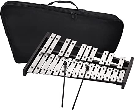 YIWEOG Glockenspiel mit 25 Tönen, Xylophon, Holzsockel, Aluminiumstangen mit 2 Schlägeln, pädagogisches Musikinstrument, Percussion-Geschenk mit Tragetasche