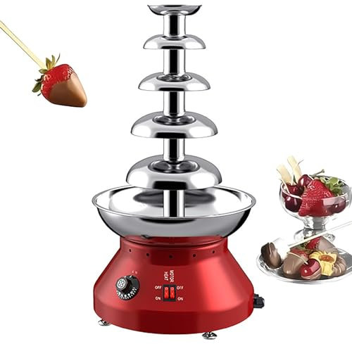 CHANGLKJ Commercial Chocolate Fountain, 5 Tier Chocolate Fondue Fountain Machine 230W, Temperature 30-110°C Adjustable, Spiral Structure Prevents Splashing, for Parties, Restaurant, Wedding, Buffet