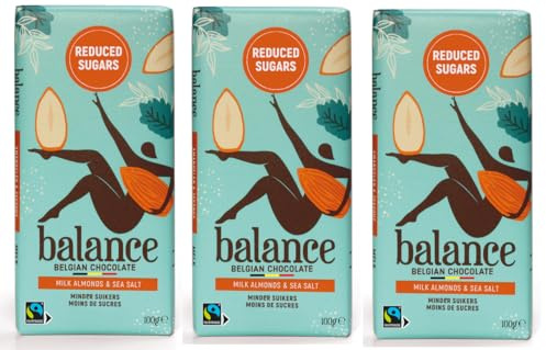 Balance Belgian Chocolate Stevia Tablet 100g (Pack of 3, Almonds&Sea Salt Milk)