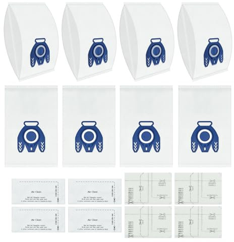 DLAIMI 8 PCS Vacuum Cleaner Bag Compatible with Miele GN,3D Efficiency GN Complete C3/C2, Classic C1,S400i-S456i,S8,S5,S2 Series,Hoover Bags with Motor Protection Filters and AirClean Filter