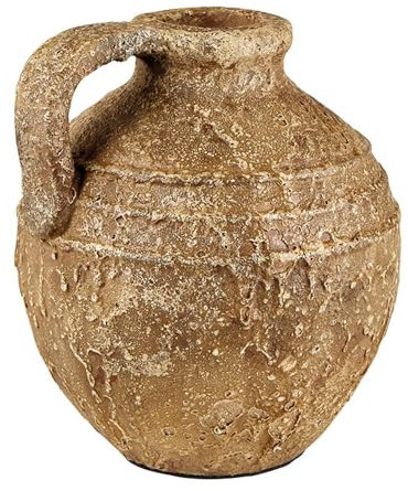 47th & Main Stone Jug with Handle Decorative Vase for Home Décor, 8.5 Dia x 11 H, Terracotta